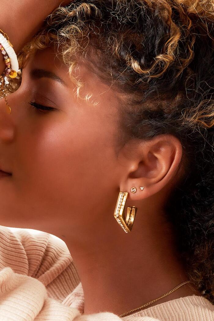 Diamond zircon earrings Gold Stainless Steel Picture3